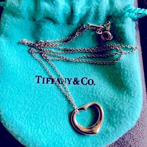 Tiffany Open Heart Pendant on 16” Chain!  925 Sterling Silver, EUC w/ Pouch!